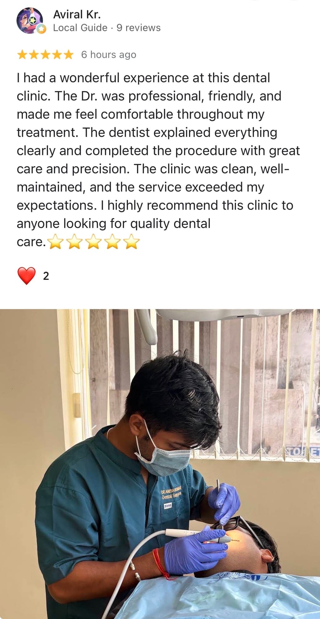 Google review from Aviral kr.